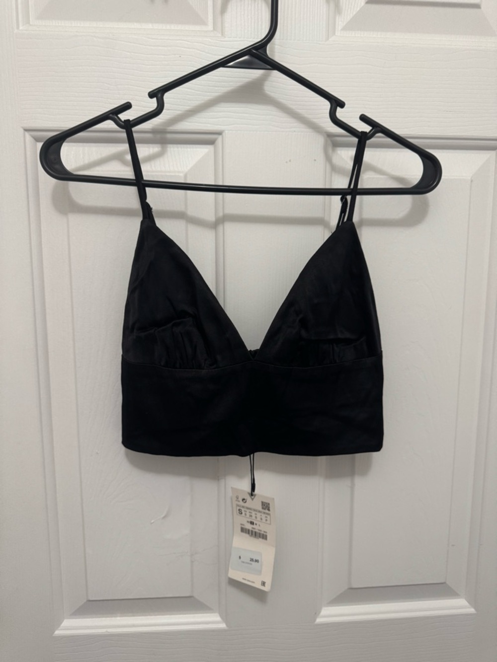 NWT Zara Black Satin Crop Top